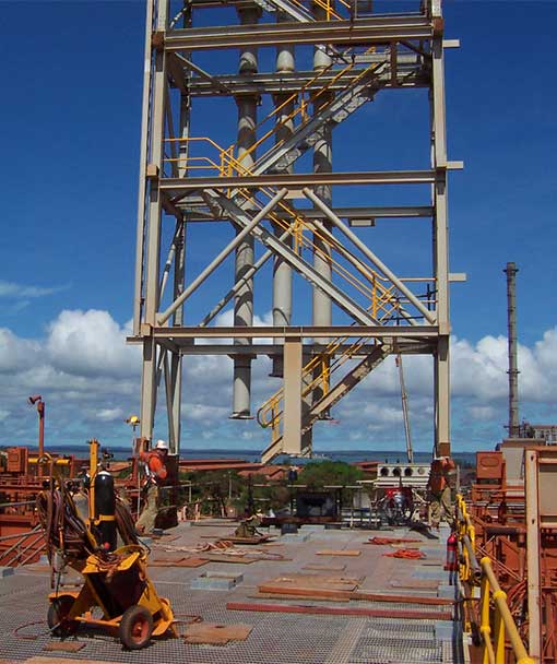 Putting a large steel structure into place for a mine
